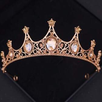 1 pièce Élégante couronne de princesse au cristal strass, diadème et couronnes pour femmes, accessoires de cheveux pour mariage et fiançailles
