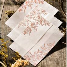 Puremigo 50 Pack Pre-Folded Vellum Jackets 5x7 Invitations - White Flower - 115GSM Vellum Paper 5x7 Jackets - Wedding Invitations Wraps - Transparent Wedding - 玫瑰金箔玫瑰圖案 - 查看 5
