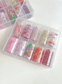 10 pièces/set Autocollants et décalcomanies pour nail art avec motifs printaniers de fleurs, de tulipes et de galaxie. Convient aux salons de manucure et à un usage personnel