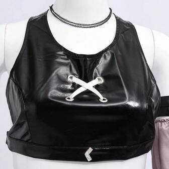 In Stock New Gamer Purple Cosplay Outfit, 2 Pieces Set Includes Top, Pants, Gloves And Accessories, Bold Contrast Color Design Halloween