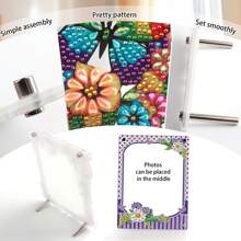 Cadres photo en diamant 5D avec support, kits d'art en diamant festifs pour la décoration de table de salon et de bureau - Kits d'art en diamant 5D de forme spéciale avec cristaux strass pour une présentation artistique