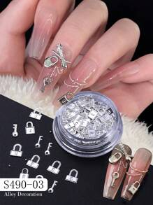 Sliver Heart Lock & Key Nail Art Decoration With 0.8Mm Steel Beads, Valentine'S Day Luxury Heart Lock Key Manicure Charm, Y2K Nail Gems Nail Art Ornaments For Nail Salon, Manicure Art Accessories Tools, Great Gift For Girl And Woman, Nail Supplies Nails Nail Charms