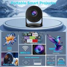 Projector, WiFi & Wireless, Compatible With HDTV, USB, Supports 1080P, 360° Rotation, 35" - 130" Screen Video Projector, USB Powered - Suitable For Home Theater, Outdoor Camping, Office Presentation - Black - View 8