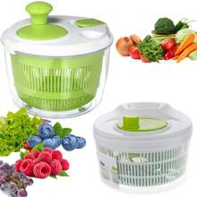Grand essoreuse à salade, séchoir rotatif pour fruits et légumes avec poignée confortable, couvercle verrouillable et base antidérapante, lave-légumes , bol pour laver et sécher les salades et les fruits.