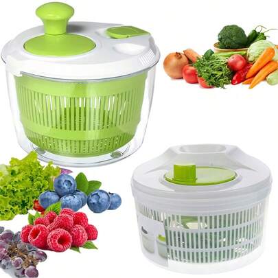 大型沙拉脱水器，带有舒适手柄、锁定盖和防滑底座的水果和蔬菜旋转干燥机，不含 BPA 的蔬菜清洗机，用于清洗和干燥沙拉和水果的碗。
