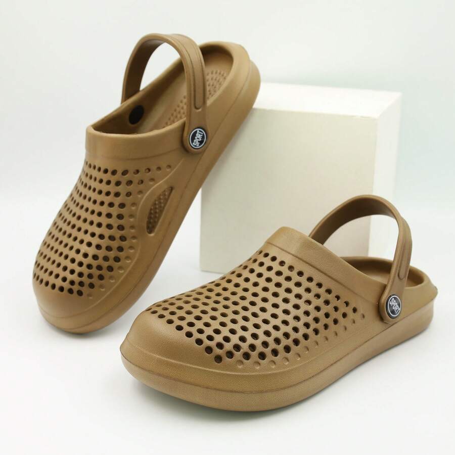 Men Thick Sole Breathable EVA Fisherman Sandals, Slip-On Shower Slides For Driving, Beach, Quick Drying, Summer - Coffee Brown - View 1