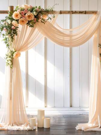 Ivoorkleurige bruiloftsboog draperiestof 1 paneel 28" x 20ft witte gordijnen voor achtergrondtransparante gordijnen bruiloftsgordijnen voor romantische bruiloften babyshowers verjaardagsfeest lente buitenevenementen