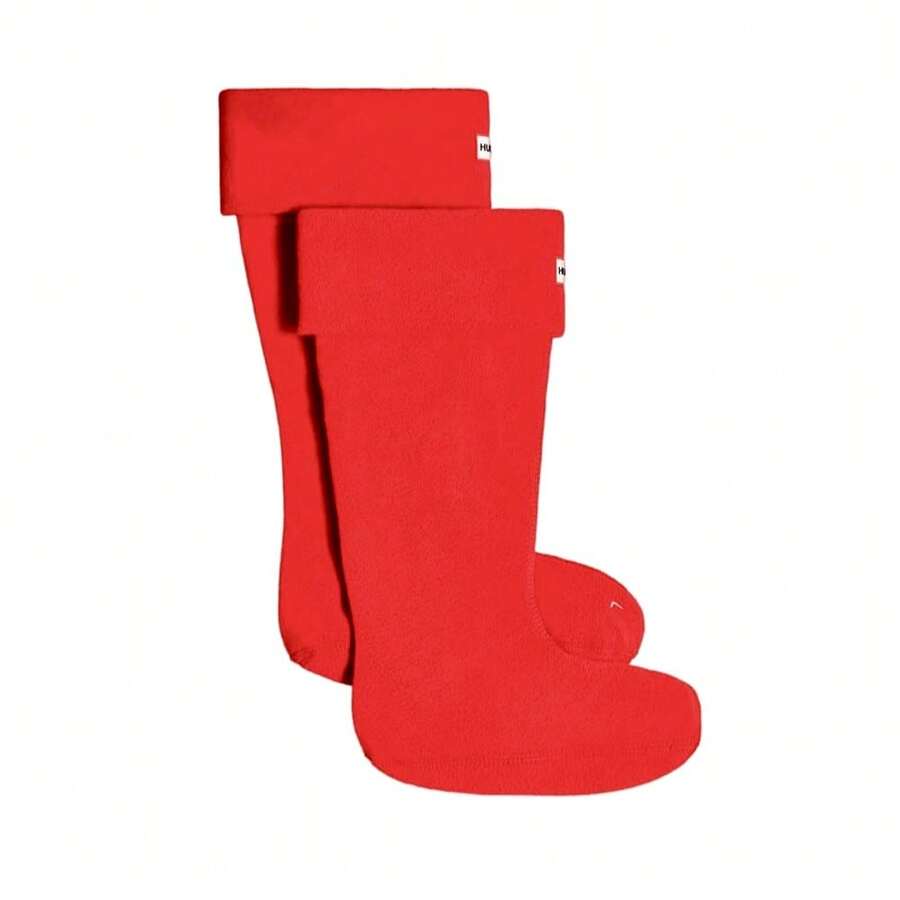 HUNTER Fleece Tall - Boot Sock - Red - View 1