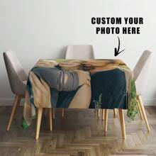 Customized Personalized Table Cloth, Photo Print Table Cloth, Birthday Gift, Home Decor Personalized Gift, Charity Exhibition Tablecloth, DIY Table ClothFather's Day, Mother's Day, Halloween, Christmas, Christmas Eve, Valentine's Day, White Day, Birthday