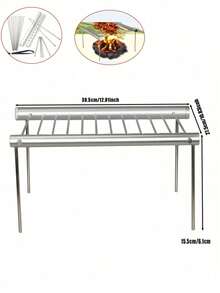便携式烧烤架，不锈钢烧烤架，折叠迷你烧烤架，户外露营野餐烧烤配件 - 彩色 - 查看 4