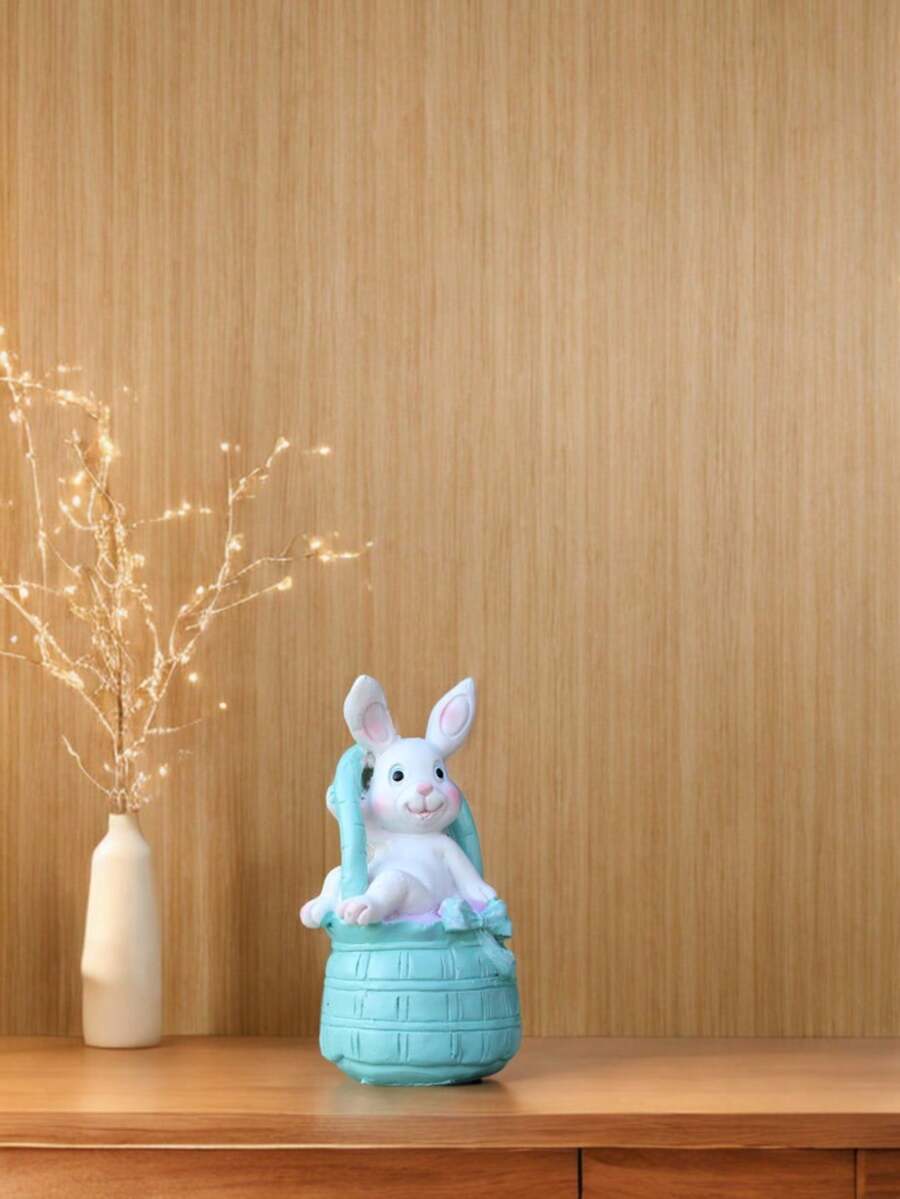 1pc Rabbit Figurine Decor, Rabbit Ornament For Study, Bedroom, TV Cabinet, Home Decor, Holiday Gift, Easter, Resin Craft, Home Accents