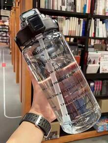 1pc Transparent Plastic Water Bottle, Large Capacity & Water Reminder - 1 Pcs - View 7