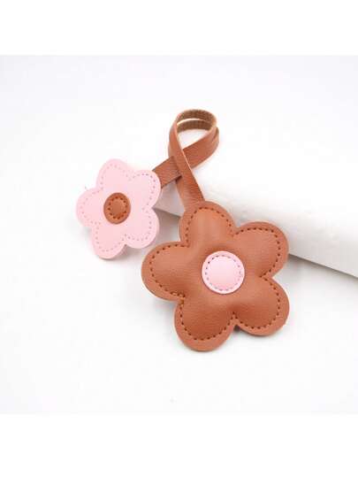 1 pieza Bolso de hombro, bandolera, bolso de mano, bolso de mano, bolso debajo del brazo, llavero, accesorio para coche, de piel sintética con forma floral y bloque de color, minimalista y versátil, adecuado para parejas, estudiantes, hombres, vacaciones, regalo para novia, mamá, amigas, niños