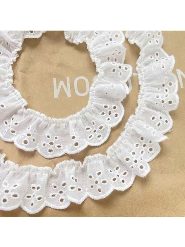 1 pieza de tela con borde de encaje bordado y volantes para hacer manualidades, para decorar prendas de vestir y vestidos