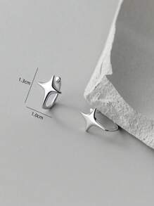 1 Pair Simple Smooth Cross Star Clip-On Earrings, No Piercing Required Four-Pointed Star Earrings, Fashionable And Jewelry For Girls, Suitable For Daily, Festival Or Party Occasions