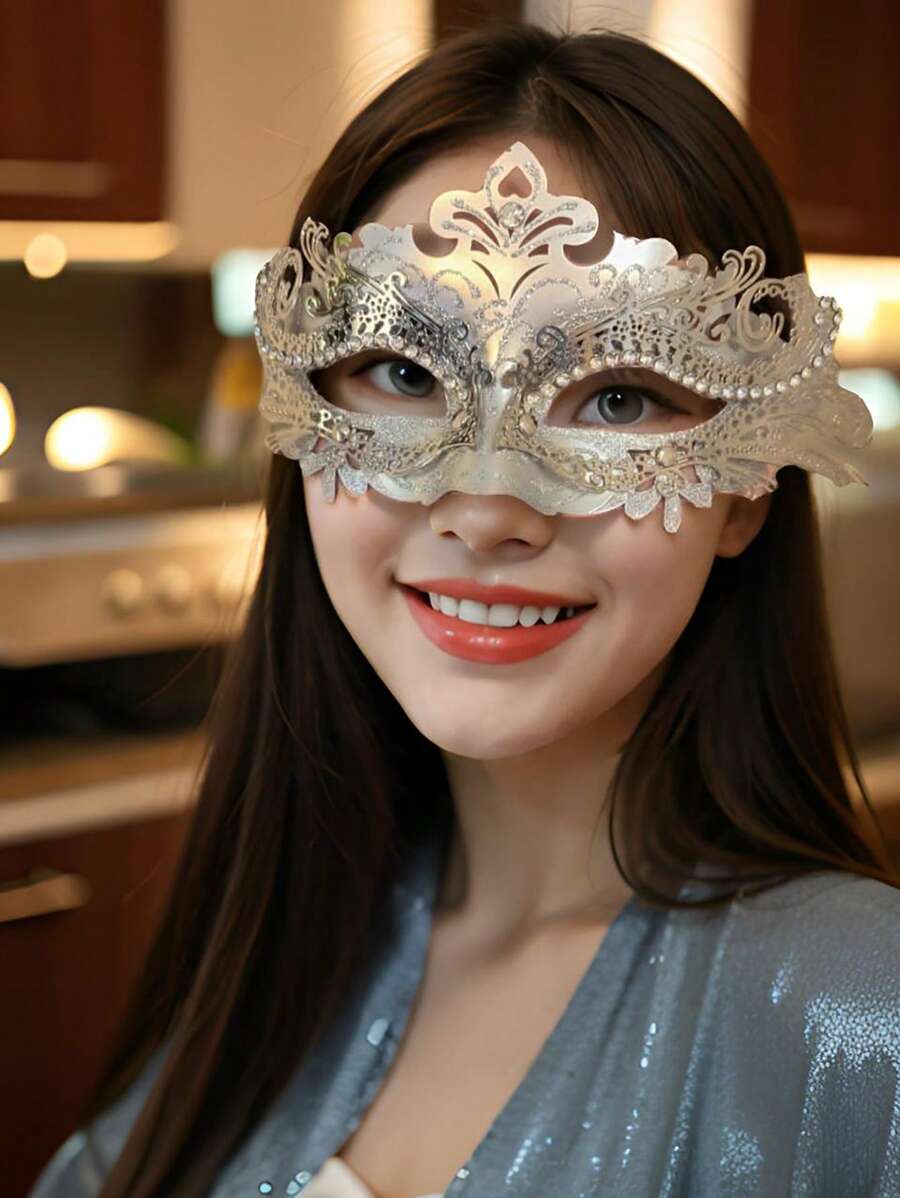 1 套化妆舞会面具，狂欢节装饰威尼斯面具女士万圣节 - 繫帶款 - 查看 1