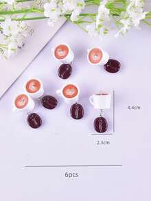 6pcs/10pcs 3D Coffee Cup & Coffee Beans Resin Jewelry Pendant, Earrings, Necklace Charms - Coffee Cup and Coffee Beans - View 3