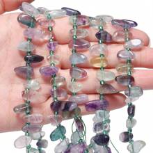 10-14mm Natural Asymmetrical Colorful Fluorite Amethyst Stone Gravel Chip Loose Spacer Bead For Jewelry Making DIY Earring Necklace Accessories
