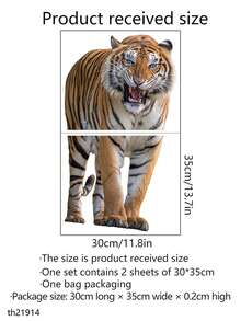 1 件家居装饰逼真酷白虎热带动物 3D 乙烯基墙贴，墙贴艺术装饰卧室客厅壁画，乙烯基贴花家居装饰，墙壁装饰品让您的家焕然一新 - 彩色 - 查看 9