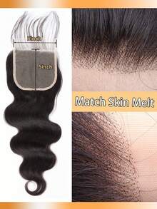 5*5透明蕾丝封口波浪发束，未加工巴西处女波浪发真人发编织发束，带封口，自然色 - Natural Black - 查看 4