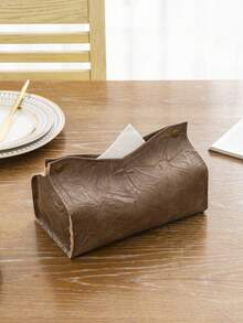 1 pieza Caja de pañuelos de color liso con pliegues, soporte vertical para rollo de papel de cocina para uso diario en dormitorio, sala de estar, comedor, baño, caja de pañuelos a prueba de agua, caja de pañuelos suave y creativa, apta para pañuelos de 21*11*7cm - Multicolor - Ver 10