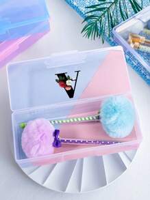 1 pezzo Custodia trasparente in plastica personalizzabile con motivo a lettere, scatola vuota per accessori per unghie e decorazioni per unghie, scatola portaoggetti per strumenti per unghie, lime, penne e spugne, scatola rettangolare portatile per riporre accessori per unghie e tips