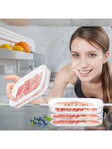 3 Tier Stackable Bacon Refrigerator Lunch Meat Organizer, Deli Meat Container For Refrigerator, Cold Cut Meat Organizer With Lid And Clips For Ham, Salami, Sandwiches, Cheese And Lunch Meat - Multicolor - View 2