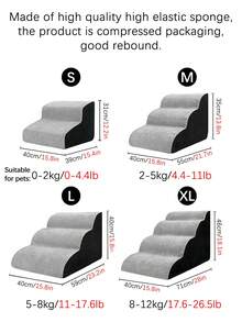 1pc Non-Slip Solid Color Removable & Washable Pet Stairs, Elastic & High Strength, Suitable For Indoor Use On Sofa/Bed, For Small/Medium Pets - Multicolor - View 3