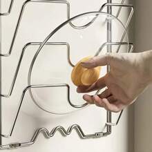 1 pièce Organisateur de couvercles de casserole suspendu en métal , Étagère de rangement murale à plusieurs niveaux pour casseroles et couvercles, Accessoire de cuisine gain de place pour la maison et les restaurants