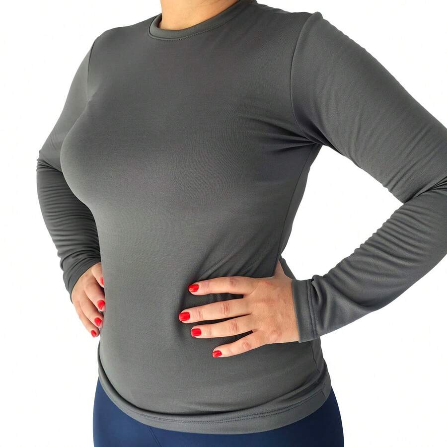 Men's Plush Thermal Blouse Long Sleeve Raglan Second Skin Winter - Màu xám đen - Xem 1