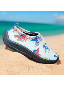 Zapatos Acuaticos para Niños y Niñas Estilo Helo kiity, Stich y Dinosaurios a prueba de rasguños, Zapatos de Agua para exteriores, ligeros con suela de Goma - Negro - Ver 2