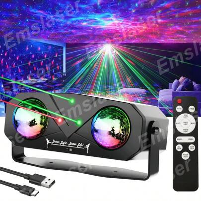 Emslaser Party Light Disco Ball Light Dj Light Disco Light Ocean Light Star Light Projector Dance Light Sound Activated With Remote Control Stage Light Strobe Light For Parties KTV Christmas Halloween Decor