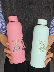 16oz High-Aesthetic American Style Small Mouth Stainless Steel Insulated Tumbler, Outdoor Portable Large Capacity Sports Water Bottle, Customized, 1pc