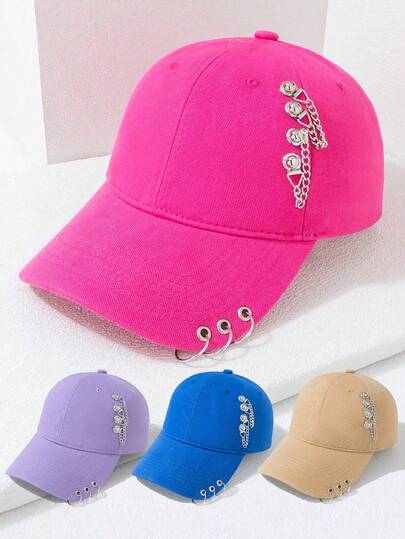 1pc Women's Hoop Chain Decor Hip-Hop Fashion Versatile Baseball Cap