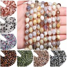 6*8 毫米刻面椭圆形宝石天然萤石蛋白石太阳石珠隔珠适用于珠宝制作 DIY 手链项链配件