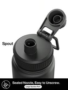 26oz Insulated Stainless Steel Sports Water Bottle with Spout & Handle Lids,Wide Mouth Water Jug with Double Walled Leak Proof Keep Cold for 24 Hrs Hot for 12 Hrs - 26oz黑色 - 查看 8