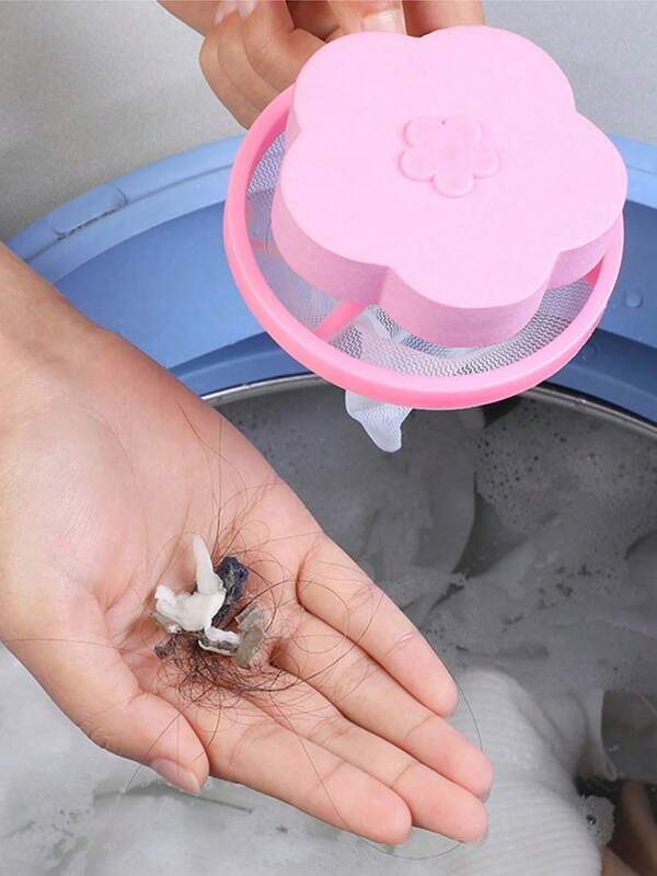 1pc Home Washing Machine Filter Bag, Pet Hair Catcher, Flower-Shaped Lint Remover, Anti-Pilling, Laundry Lint Trap, Washer Pet Hair Catcher, Cleaning Tool, Home Accessory