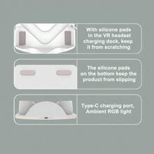 iplay VR Charging Dock For Quest2/3/3S Fast Charging Station For VR Headset And Controllers With RGB Light Effect And Typ-C Charging Cable -White