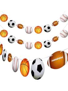 1 pieza Bandera de halado de 5M/16.4FT con tema de fútbol, decoración para fiesta de fútbol, guirnalda de banderas de fútbol, accesorios de papel de fútbol y uniforme de árbitro, multiusos para interiores, jardín, tailgating, decoración para eventos deportivos universales