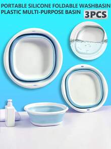 3 قطع/1 قطعة حوض غسيل قابل للطي، سلة غسيل، حوض بلاستيكي، حاوية تخزين توفير مساحة، حوض قابل للطي للأطباق والغسيل والرحلات والتخييم والمنزل والحمام، ديكور منزلي للخريف والعودة إلى المدرسة