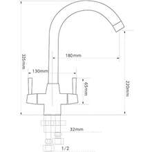 Kitchen Mixer Tap Dual Lever Swivel Spout Grey Sink Taps With UK Standard Fittings - Grey - View 7