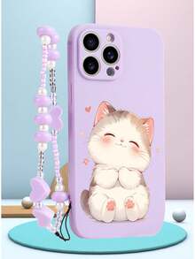 1 个紫色 TPU 可爱猫咪图案防震手机壳和 1 个紫色心形串珠腕带，适用于 Apple/Android///OPPO 手机，防水防摔防刮 - 彩色 - 查看 5