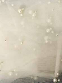 1 pieza Velo de novia estilo catedral con perlas, adecuado para bodas, fotografía, accesorios de fiesta, accesorios de oficina de registro con peine, ropa de otoño para mujeres - V130 - Ver 15