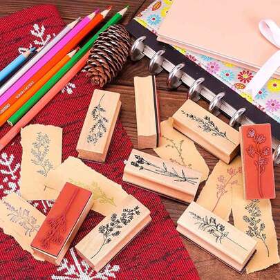 8 Floral Set Stamps Vintage Wood Stamps Floral Design Stamps Scrapbook Stamp Making Diary Stamps Wooden Stamps Wooden Stamps Crafts Stamps Handmade Wooden Stamps DIY Stamps Letters To Dad/Mom/Friend Floral Stamp Decoration