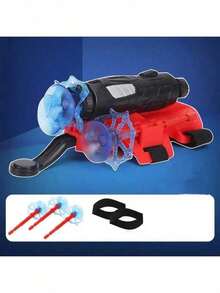 1 قطعة قاذف شبكة العنكبوت للأطفال الأبطال، قاذف مرتدي لليد مع كوب شفط، قاذف رصاصة ناعمة على شكل شبكة العنكبوت، بندقية العنكبوت، سوار العنكبوت شبكي ، قفاز تقني أسود