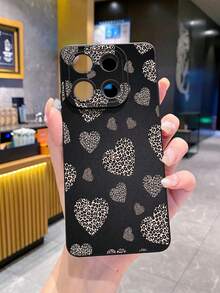 1pc Heart-Shaped Leopard Print Shockproof Phone Case, Compatible With Apple/Compatible With Galaxy/Compatible With Infinix/Compatible With Redmi/Compatible With OPPO/Compatible With VIVO/Compatible With Realme,International Version, Not The Domestic Version - Black - View 4