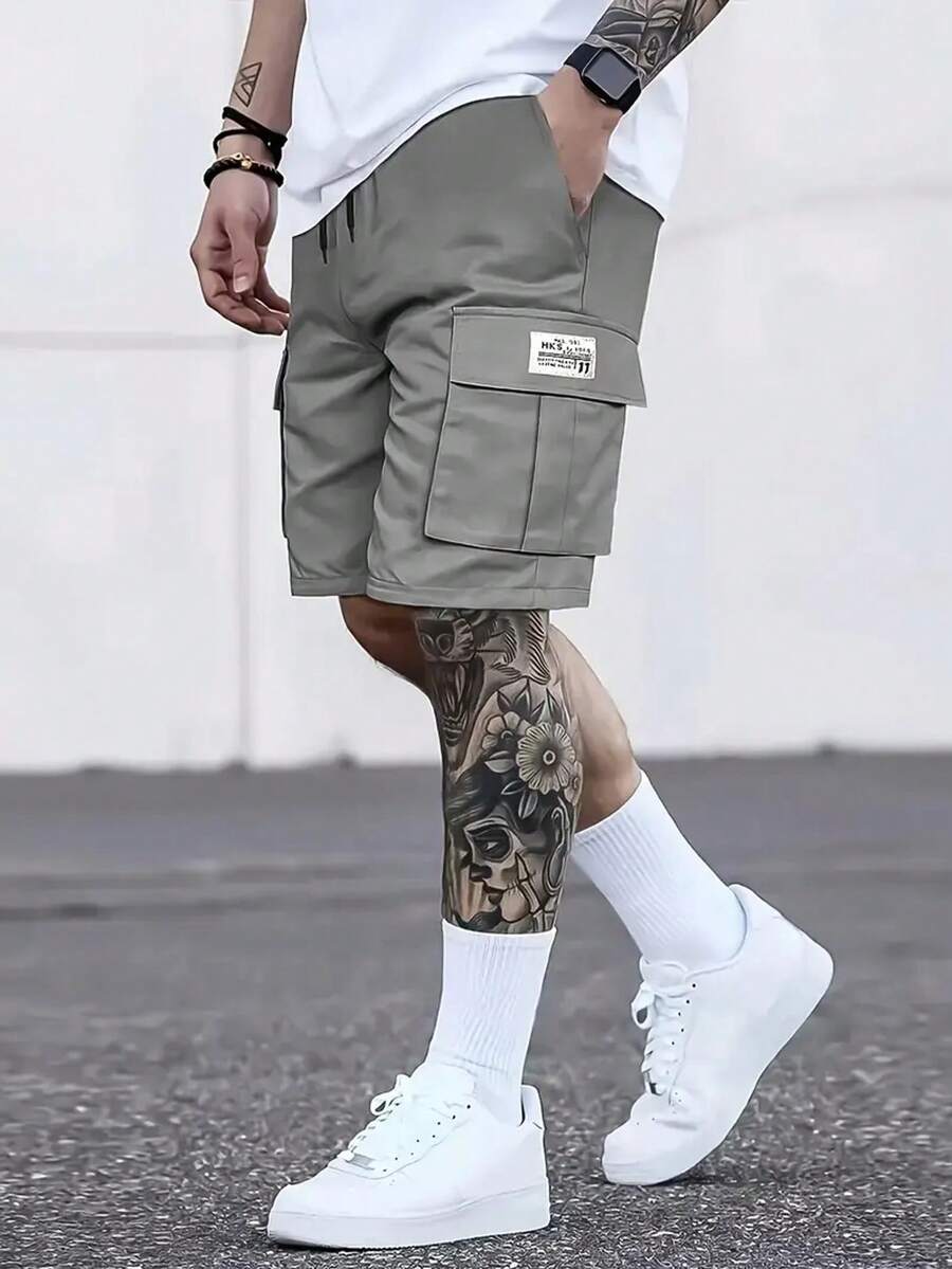 Men's Casual Multi-Pocket Cargo Shorts - Grey - View 1