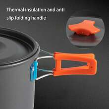 3PCS Camping Cookware Kit Non-Stick Aluminum Alloy Pot Pan Kettle Set For Camping Hiking Fishing Backpacking - 彩色 - 查看 9