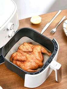 50/100片装空气炸锅衬垫，7.5英寸方形烘焙纸衬垫，一次性空气炸锅烘焙纸衬垫，带孔，适用于空气炸锅和竹蒸笼，厨房小工具，厨具