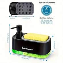 1 Set Multi-Purpose Dish Soap Dispenser With Sponge Holder, Kitchen & Bathroom Soap Dispenser, Plastic, Freestanding, No Battery Required, Perfect Pump Head, Leak-Proof Design, Great Gift Idea